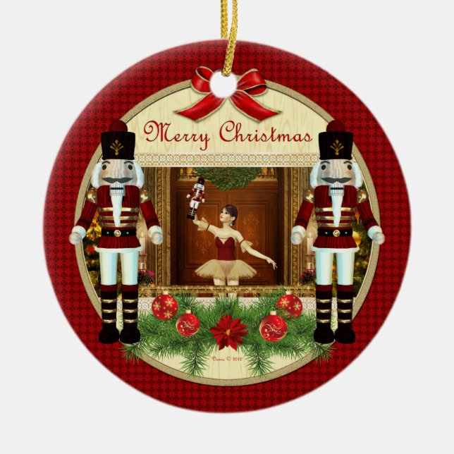 Adorno De Cerámica Navidades Nutcracker Ballerina Personalizado Ornam (Frente)