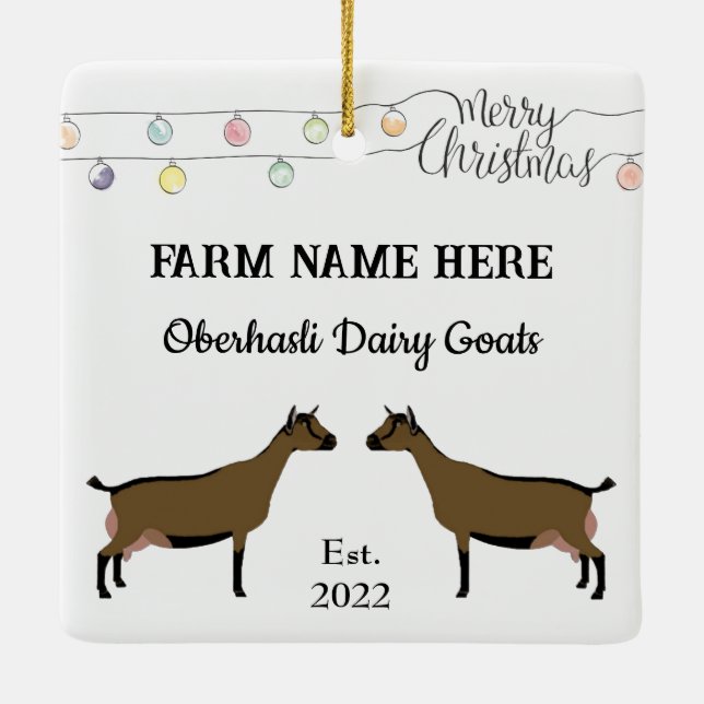 Adorno De Cerámica Navidades Oberhasli Dairy Goat White (Reverso)