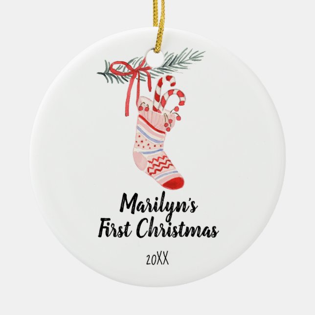 Adorno De Cerámica Navidades ornamenta para bebé (Frente)