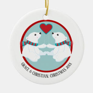 Adorno De Cerámica Navidades Oso Polar Personalizado