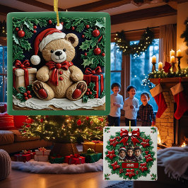 Adorno De Cerámica Navidades Oso y Presenta Personalizable