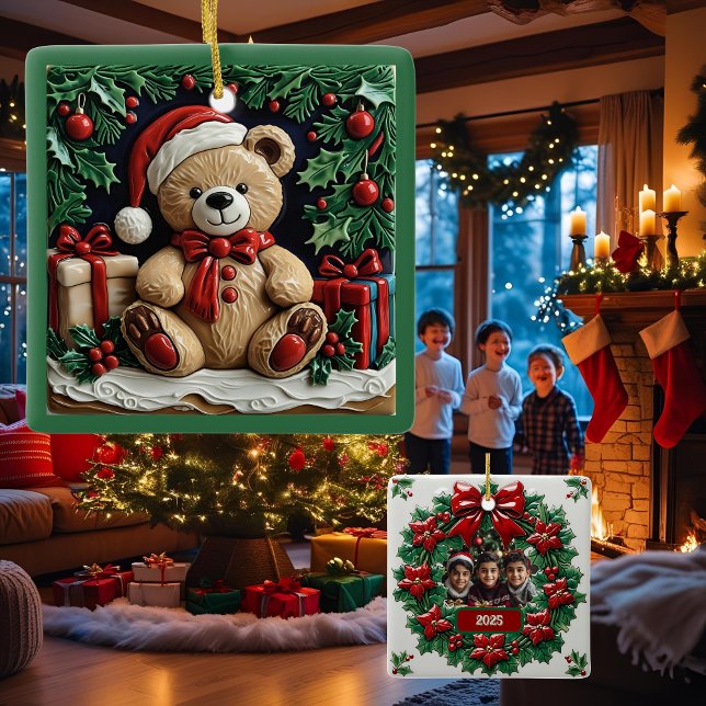 Adorno De Cerámica Navidades Oso y Presenta Personalizable (Subido por el creador)