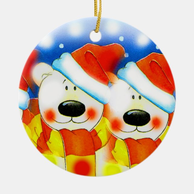 Adorno De Cerámica Navidades osos de peluche (Frente)