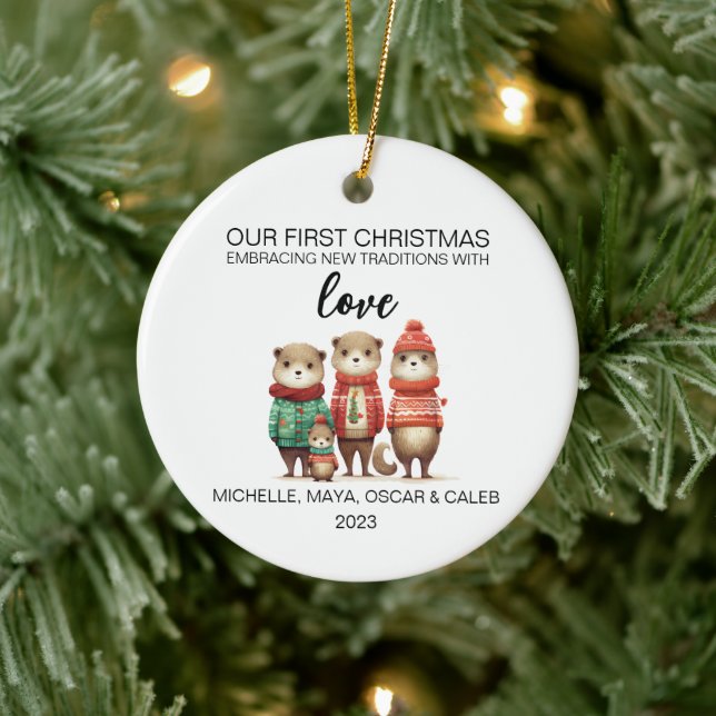 Adorno De Cerámica Navidades Otter Family of Four (Árbol)