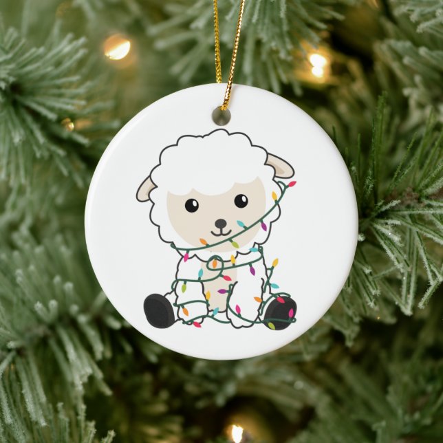 Adorno De Cerámica Navidades ovinos Niegan ovejas animales de inviern (Árbol)