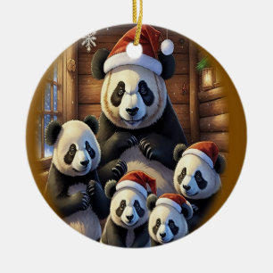 Adorno De Cerámica Navidades Panda Bear