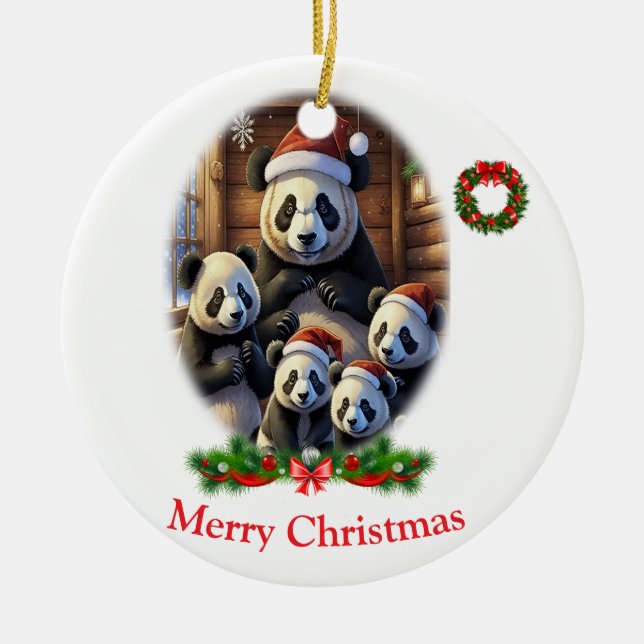 Adorno De Cerámica Navidades Panda Bear (Frente)