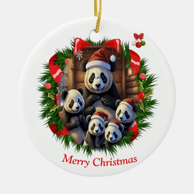 Adorno De Cerámica Navidades Panda Bear (Frente)