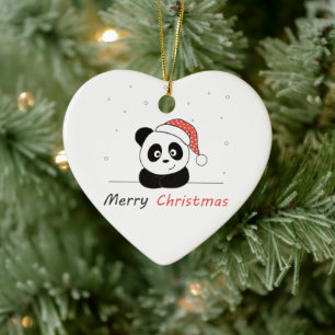 Adorno De Cerámica Navidades Panda Nieve Animales De Invierno Pandas