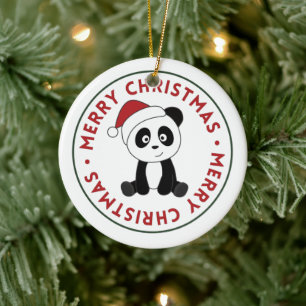 Adorno De Cerámica Navidades Panda Nieve Animales De Invierno Pandas