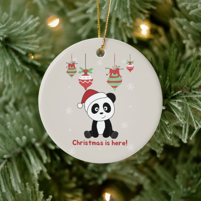 Adorno De Cerámica Navidades Panda Nieve Animales De Invierno Pandas  (Árbol)