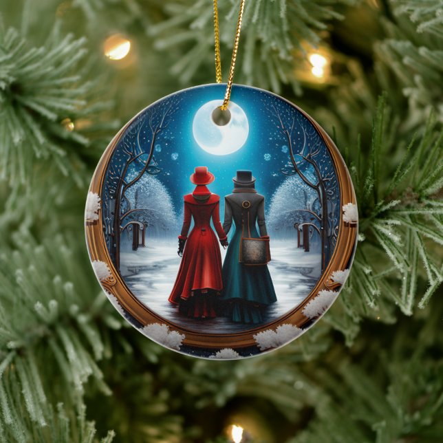 Adorno De Cerámica Navidades Pareja Steampunk (Árbol)