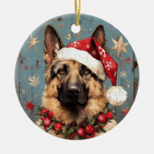 Adorno De Cerámica Navidades Pastor Alemán