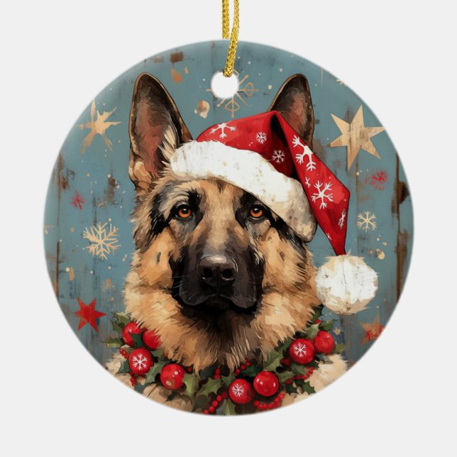 Adorno De Cerámica Navidades Pastor Alemán (Frente)