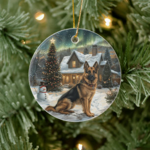 Adorno De Cerámica Navidades Pastor Alemán