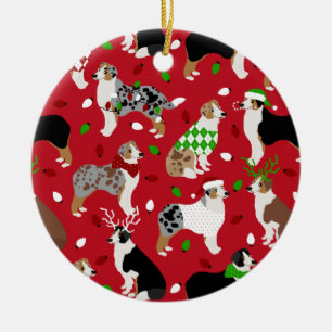 Adorno De Cerámica Navidades Pastor Australiano