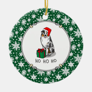 Adorno De Cerámica Navidades Pastor Australiano (azul merle tan/w 1)