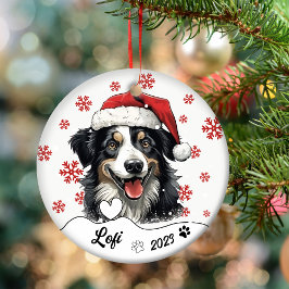 Adorno De Cerámica Navidades Pastor Australiano Perro Personalizado