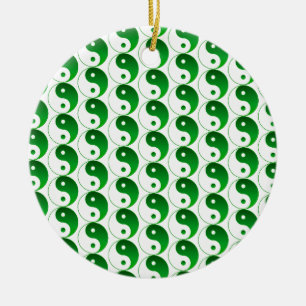 Adorno De Cerámica Navidades Patrón Yin Verde y Yang