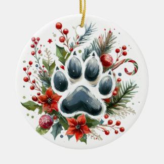 Adorno De Cerámica Navidades Paw Print