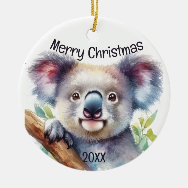 Adorno De Cerámica Navidades Pequeño Koala osos animal australiano (Frente)