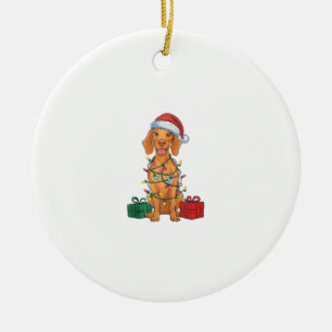 Adorno De Cerámica Navidades perinos de Santa Hat Pomeranian