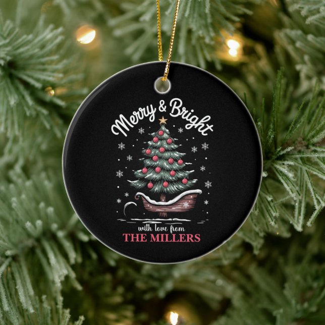 Adorno De Cerámica Navidades peronalizados Sleigh Tree Merry y Bright (Árbol)