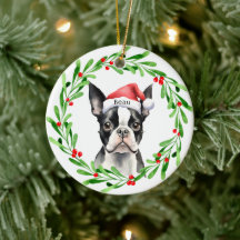 Navidades Perro Boston Terrier Mascota de vacacion