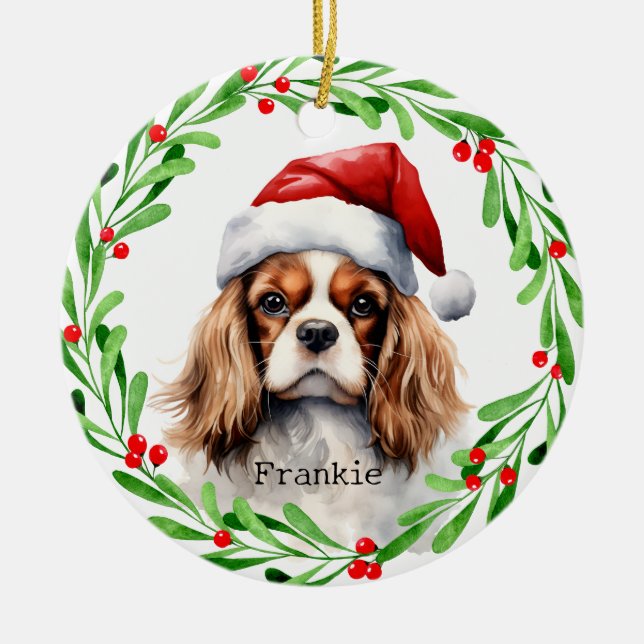 Adorno De Cerámica Navidades Perro Cavalier Rey Carlos Spaniel Mascot (Frente)