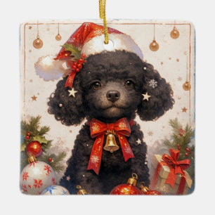 Adorno De Cerámica Navidades Perro de canapé negro