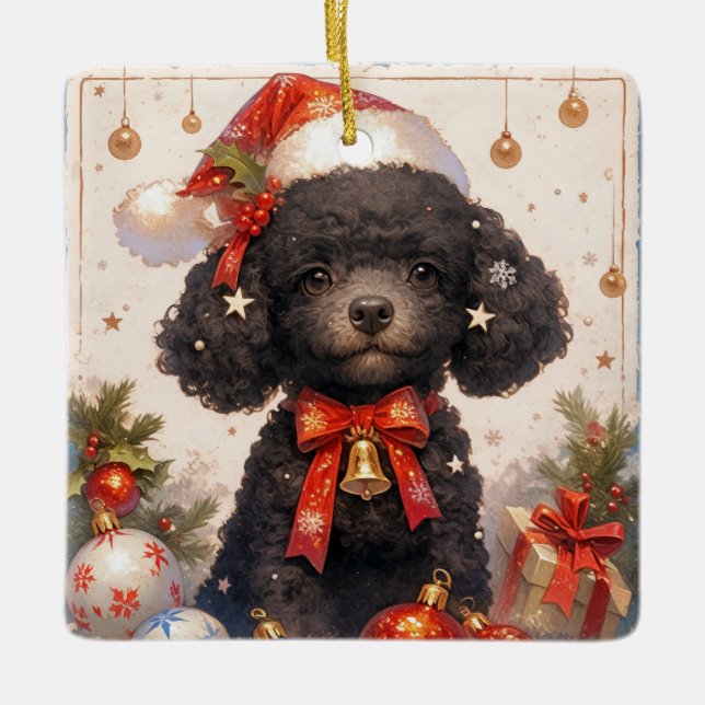 Adorno De Cerámica Navidades Perro de canapé negro (Anverso)