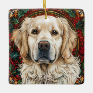 Adorno De Cerámica Navidades Perro del Retreiver de Oro