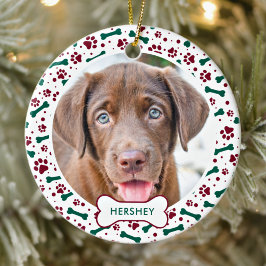 Adorno De Cerámica Navidades Perro Paw Imprime foto Mascota personali