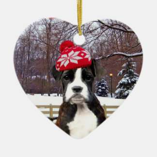 Adorno De Cerámica Navidades Perro perrito Boxer
