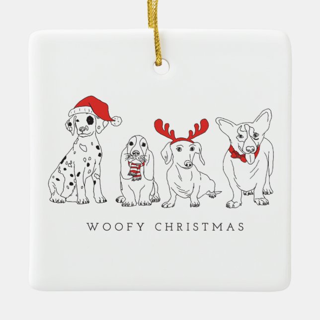 Adorno De Cerámica Navidades Perro Puns Santa Dogs Navidades Woofy (Anverso)