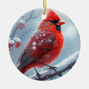 Adorno De Cerámica Navidades personalizables Cardenales de Invierno O