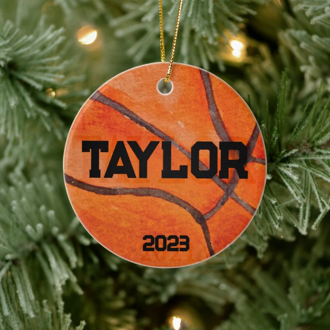 Adorno De Cerámica Navidades personalizadas de básquetbol con mamá (Árbol)