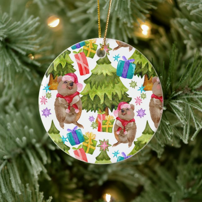 Adorno De Cerámica Navidades personalizado Cute Quokka (Árbol)