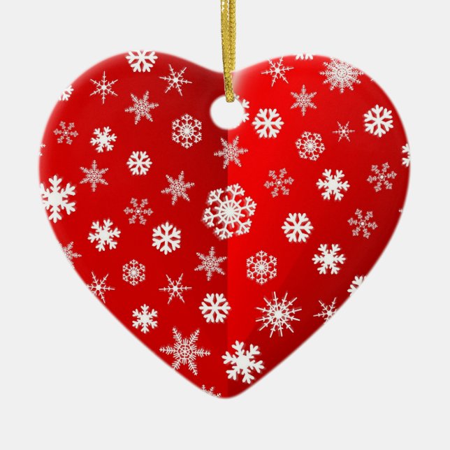 Adorno De Cerámica Navidades Personalizado de copo de nieve rojo su p (Frente)