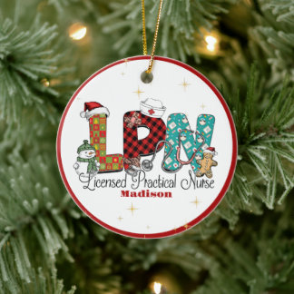 Adorno De Cerámica Navidades Personalizado de enfermería de LPN