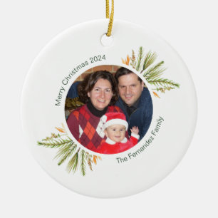 Adorno De Cerámica Navidades personalizado de fotografía redonda acua