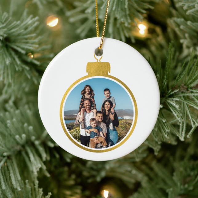 Adorno De Cerámica Navidades personalizado Elegant Gold Photo Ornamen (Árbol)