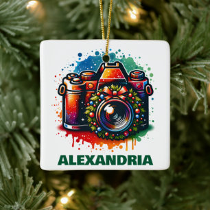 Adorno De Cerámica Navidades Personalizado entusiasta de fotografía