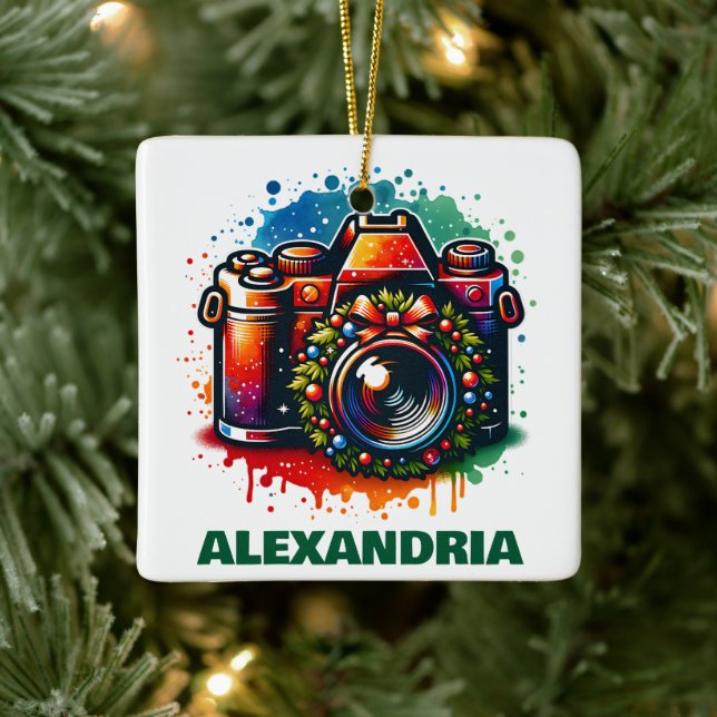 Adorno De Cerámica Navidades Personalizado entusiasta de fotografía (Árbol)