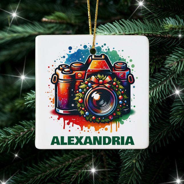 Adorno De Cerámica Navidades Personalizado entusiasta de fotografía (Subido por el creador)
