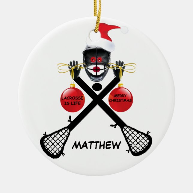 Adorno De Cerámica Navidades personalizado Lacrosse (Frente)