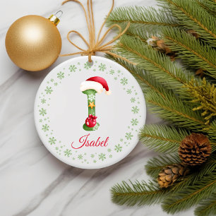 Adorno De Cerámica Navidades Personalizado Monograma inicial Familia