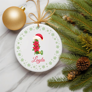 Adorno De Cerámica Navidades Personalizado Monograma inicial Familia