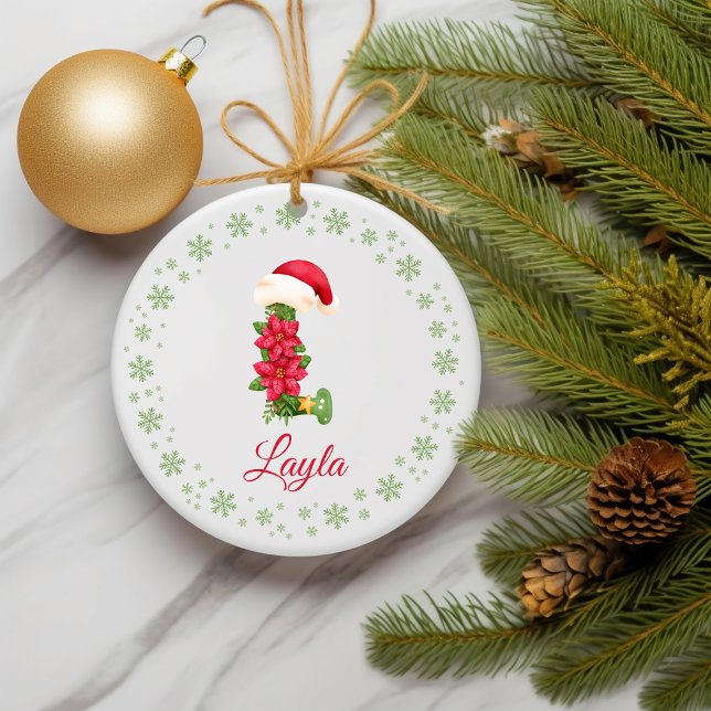 Adorno De Cerámica Navidades Personalizado Monograma inicial Familia  (Initial Christmas Ornament)