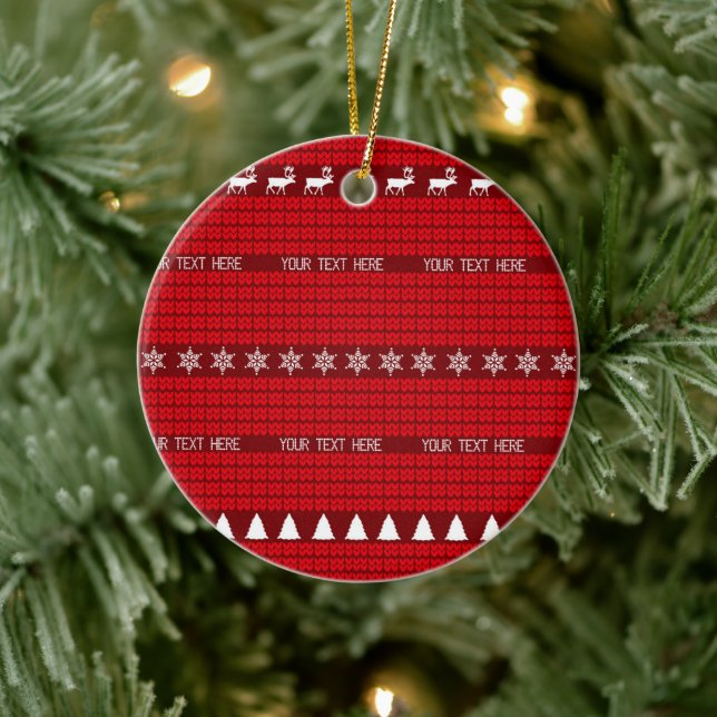 Adorno De Cerámica Navidades Personalizado Texto Rojo Tejido Tejido B (Árbol)